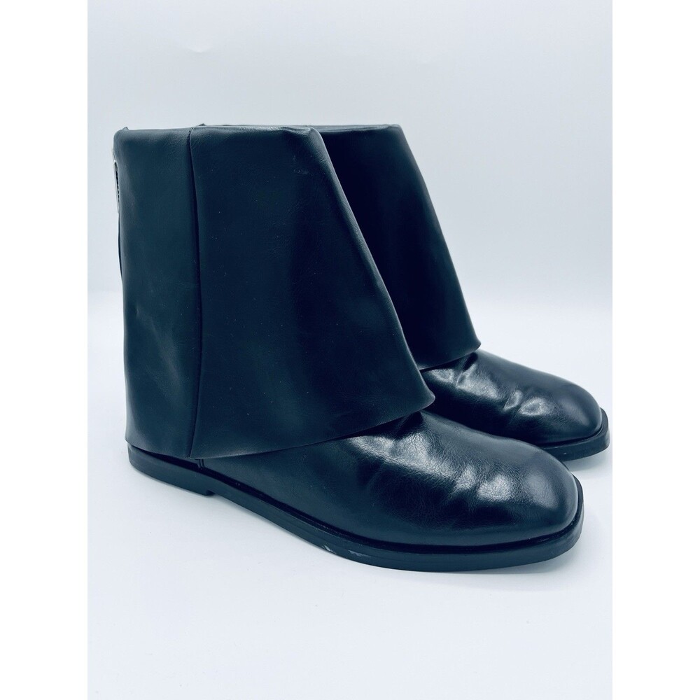 ZARA Flat Soft Leather Fold-Over Ankle Boots Size EUR 35 US Size 5